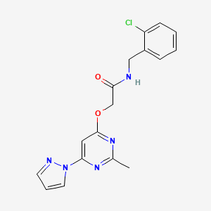 molecular formula C17H16ClN5O2 B2949237 N-(2-chlorobenzyl)-2-((2-methyl-6-(1H-pyrazol-1-yl)pyrimidin-4-yl)oxy)acetamide CAS No. 1421493-40-4