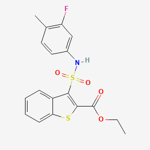 molecular formula C18H16FNO4S2 B2949244 Ethyl 3-[(3-fluoro-4-methylphenyl)sulfamoyl]-1-benzothiophene-2-carboxylate CAS No. 932354-11-5