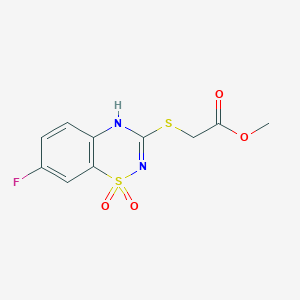 molecular formula C10H9FN2O4S2 B2949246 methyl 2-[(7-fluoro-1,1-dioxo-4H-1lambda6,2,4-benzothiadiazin-3-yl)sulfanyl]acetate CAS No. 886957-09-1