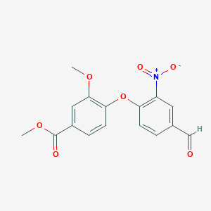 molecular formula C16H13NO7 B2949255 methyl 4-(4-formyl-2-nitrophenoxy)-3-methoxybenzoate CAS No. 439095-22-4