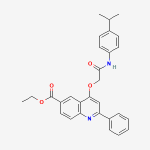 molecular formula C29H28N2O4 B2949262 ethyl 2-phenyl-4-({[4-(propan-2-yl)phenyl]carbamoyl}methoxy)quinoline-6-carboxylate CAS No. 1114648-34-8