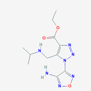 molecular formula C11H17N7O3 B2949265 Ethyl 1-(4-amino-1,2,5-oxadiazol-3-yl)-5-((isopropylamino)methyl)-1H-1,2,3-triazole-4-carboxylate CAS No. 296789-93-0