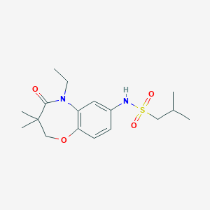 molecular formula C17H26N2O4S B2949268 N-(5-ethyl-3,3-dimethyl-4-oxo-2,3,4,5-tetrahydro-1,5-benzoxazepin-7-yl)-2-methylpropane-1-sulfonamide CAS No. 922103-67-1