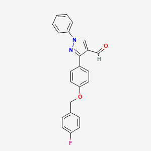 B2949281 3-{4-[(4-fluorophenyl)methoxy]phenyl}-1-phenyl-1H-pyrazole-4-carbaldehyde CAS No. 1234692-23-9