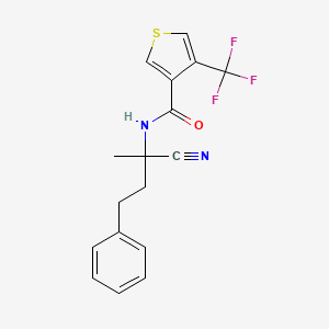 molecular formula C17H15F3N2OS B2949290 N-(2-Cyano-4-phenylbutan-2-yl)-4-(trifluoromethyl)thiophene-3-carboxamide CAS No. 2188915-16-2