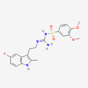 molecular formula C20H23FN4O4S B2949315 N'-(3,4-dimethoxybenzenesulfonyl)-N-[2-(5-fluoro-2-methyl-1H-indol-3-yl)ethyl]guanidine CAS No. 869075-12-7