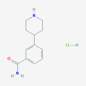 molecular formula C12H17ClN2O B2949347 3-(Piperidin-4-yl)benzamide hydrochloride CAS No. 2409597-13-1