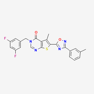molecular formula C23H16F2N4O2S B2949376 3-(3,5-difluorobenzyl)-5-methyl-6-[3-(3-methylphenyl)-1,2,4-oxadiazol-5-yl]thieno[2,3-d]pyrimidin-4(3H)-one CAS No. 1326915-66-5