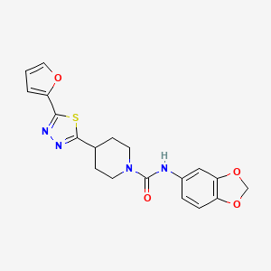 molecular formula C19H18N4O4S B2949381 N-(2H-1,3-benzodioxol-5-yl)-4-[5-(furan-2-yl)-1,3,4-thiadiazol-2-yl]piperidine-1-carboxamide CAS No. 1105247-89-9
