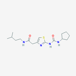 molecular formula C16H26N4O2S B2949458 2-{2-[(cyclopentylcarbamoyl)amino]-1,3-thiazol-4-yl}-N-(3-methylbutyl)acetamide CAS No. 921570-24-3
