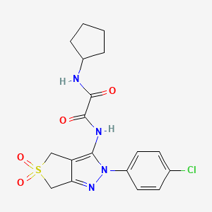 molecular formula C18H19ClN4O4S B2949469 N-[2-(4-chlorophenyl)-5,5-dioxo-2H,4H,6H-5lambda6-thieno[3,4-c]pyrazol-3-yl]-N'-cyclopentylethanediamide CAS No. 899962-14-2