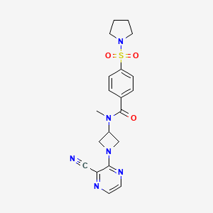 molecular formula C20H22N6O3S B2949491 N-[1-(3-cyanopyrazin-2-yl)azetidin-3-yl]-N-methyl-4-(pyrrolidine-1-sulfonyl)benzamide CAS No. 2380182-97-6