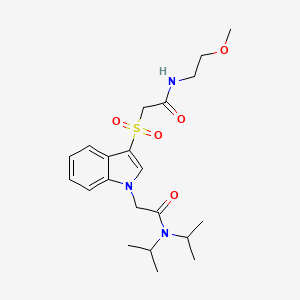 molecular formula C21H31N3O5S B2949497 N,N-diisopropyl-2-(3-((2-((2-methoxyethyl)amino)-2-oxoethyl)sulfonyl)-1H-indol-1-yl)acetamide CAS No. 894004-85-4