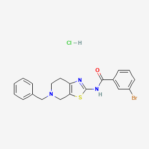 molecular formula C20H19BrClN3OS B2949513 N-(5-benzyl-4,5,6,7-tetrahydrothiazolo[5,4-c]pyridin-2-yl)-3-bromobenzamide hydrochloride CAS No. 1184992-49-1