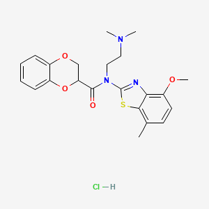 molecular formula C22H26ClN3O4S B2949554 N-(2-(dimethylamino)ethyl)-N-(4-methoxy-7-methylbenzo[d]thiazol-2-yl)-2,3-dihydrobenzo[b][1,4]dioxine-2-carboxamide hydrochloride CAS No. 1215369-03-1