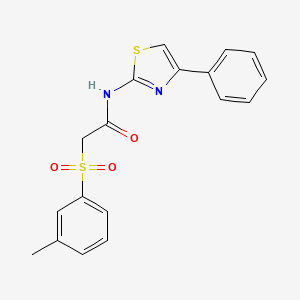 molecular formula C18H16N2O3S2 B2949569 2-[(3-methylphenyl)sulfonyl]-N-(4-phenyl-1,3-thiazol-2-yl)acetamide CAS No. 338965-95-0