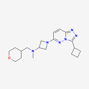molecular formula C19H28N6O B2949593 1-{3-cyclobutyl-[1,2,4]triazolo[4,3-b]pyridazin-6-yl}-N-methyl-N-[(oxan-4-yl)methyl]azetidin-3-amine CAS No. 2201778-14-3