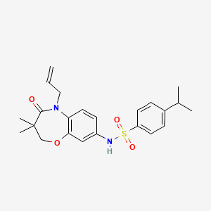 molecular formula C23H28N2O4S B2949614 N-(5-allyl-3,3-dimethyl-4-oxo-2,3,4,5-tetrahydrobenzo[b][1,4]oxazepin-8-yl)-4-isopropylbenzenesulfonamide CAS No. 921991-84-6