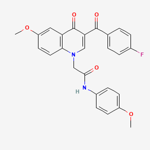 molecular formula C26H21FN2O5 B2949621 2-[3-(4-fluorobenzoyl)-6-methoxy-4-oxo-1,4-dihydroquinolin-1-yl]-N-(4-methoxyphenyl)acetamide CAS No. 866342-75-8