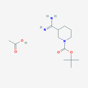 molecular formula C13H25N3O4 B2949667 acetic acid tert-butyl 3-carbamimidoylpiperidine-1-carboxylate CAS No. 2138127-03-2