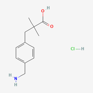 molecular formula C12H18ClNO2 B2949687 3-[4-(Aminomethyl)phenyl]-2,2-dimethylpropanoic acid hydrochloride CAS No. 2241140-77-0