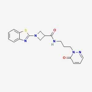 molecular formula C18H19N5O2S B2949690 1-(benzo[d]thiazol-2-yl)-N-(3-(6-oxopyridazin-1(6H)-yl)propyl)azetidine-3-carboxamide CAS No. 1286703-84-1