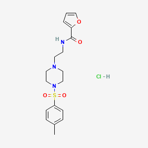 molecular formula C18H24ClN3O4S B2949694 N-(2-(4-tosylpiperazin-1-yl)ethyl)furan-2-carboxamide hydrochloride CAS No. 1185062-34-3
