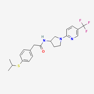 molecular formula C21H24F3N3OS B2949735 2-(4-(isopropylthio)phenyl)-N-(1-(5-(trifluoromethyl)pyridin-2-yl)pyrrolidin-3-yl)acetamide CAS No. 2097891-95-5