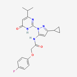 molecular formula C21H22FN5O3 B2949757 N-(3-cyclopropyl-1-(4-isopropyl-6-oxo-1,6-dihydropyrimidin-2-yl)-1H-pyrazol-5-yl)-2-(4-fluorophenoxy)acetamide CAS No. 1207016-96-3