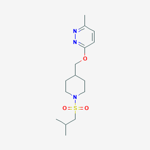 molecular formula C15H25N3O3S B2949862 3-Methyl-6-{[1-(2-methylpropanesulfonyl)piperidin-4-yl]methoxy}pyridazine CAS No. 2379976-57-3