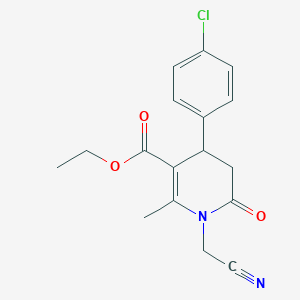 molecular formula C17H17ClN2O3 B2949887 Ethyl 4-(4-chlorophenyl)-1-(cyanomethyl)-2-methyl-6-oxo-1,4,5,6-tetrahydropyridine-3-carboxylate CAS No. 339015-76-8