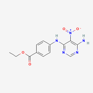 molecular formula C13H13N5O4 B2949888 Ethyl 4-[(6-amino-5-nitropyrimidin-4-yl)amino]benzoate CAS No. 450345-16-1