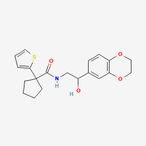 molecular formula C20H23NO4S B2949922 N-(2-(2,3-dihydrobenzo[b][1,4]dioxin-6-yl)-2-hydroxyethyl)-1-(thiophen-2-yl)cyclopentanecarboxamide CAS No. 2034352-18-4