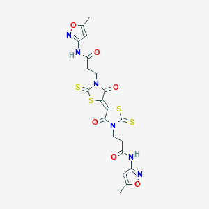 N-(5-methyl-1,2-oxazol-3-yl)-3-[(5E)-5-[3-[3-[(5-methyl-1,2-oxazol-3-yl)amino]-3-oxopropyl]-4-oxo-2-sulfanylidene-1,3-thiazolidin-5-ylidene]-4-oxo-2-sulfanylidene-1,3-thiazolidin-3-yl]propanamide