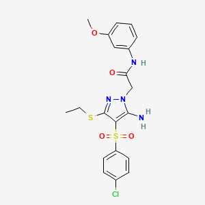 2-(5-amino-4-((4-chlorophenyl)sulfonyl)-3-(ethylthio)-1H-pyrazol-1-yl)-N-(3-methoxyphenyl)acetamide