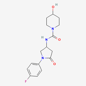 molecular formula C16H20FN3O3 B2949996 N-[1-(4-fluorophenyl)-5-oxopyrrolidin-3-yl]-4-hydroxypiperidine-1-carboxamide CAS No. 894037-96-8