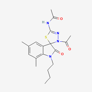N-{3'-acetyl-1-butyl-5,7-dimethyl-2-oxo-1,2-dihydro-3'H-spiro[indole-3,2'-[1,3,4]thiadiazole]-5'-yl}acetamide