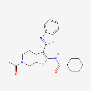 N-[6-acetyl-3-(1,3-benzothiazol-2-yl)-5,7-dihydro-4H-thieno[2,3-c]pyridin-2-yl]cyclohexanecarboxamide