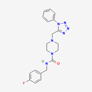 molecular formula C20H22FN7O B2950038 N-(4-fluorobenzyl)-4-((1-phenyl-1H-tetrazol-5-yl)methyl)piperazine-1-carboxamide CAS No. 1040652-37-6