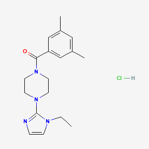 molecular formula C18H25ClN4O B2950039 1-(3,5-dimethylbenzoyl)-4-(1-ethyl-1H-imidazol-2-yl)piperazine hydrochloride CAS No. 1331143-77-1