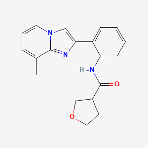 molecular formula C19H19N3O2 B2950065 N-(2-{8-methylimidazo[1,2-a]pyridin-2-yl}phenyl)oxolane-3-carboxamide CAS No. 1795443-52-5