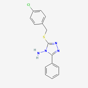 molecular formula C15H13ClN4S B2950082 3-[(4-chlorobenzyl)sulfanyl]-5-phenyl-4H-1,2,4-triazol-4-ylamine CAS No. 860609-05-8