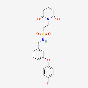 molecular formula C20H21FN2O5S B2950087 2-(2,6-dioxopiperidin-1-yl)-N-(3-(4-fluorophenoxy)benzyl)ethanesulfonamide CAS No. 1207011-92-4