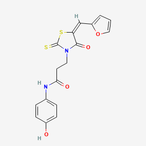 (E)-3-(5-(furan-2-ylmethylene)-4-oxo-2-thioxothiazolidin-3-yl)-N-(4-hydroxyphenyl)propanamide