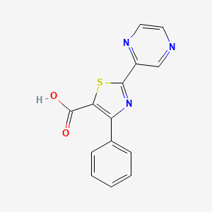 molecular formula C14H9N3O2S B2950099 4-Phenyl-2-(pyrazin-2-yl)thiazole-5-carboxylic acid CAS No. 1506428-22-3
