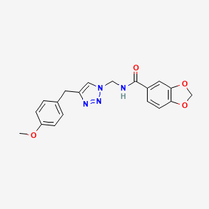 molecular formula C19H18N4O4 B2950101 N-({4-[(4-methoxyphenyl)methyl]-1H-1,2,3-triazol-1-yl}methyl)-2H-1,3-benzodioxole-5-carboxamide CAS No. 2415555-49-4