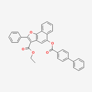 molecular formula C34H24O5 B2950102 Ethyl 5-(([1,1'-biphenyl]-4-carbonyl)oxy)-2-phenylnaphtho[1,2-b]furan-3-carboxylate CAS No. 321968-31-4