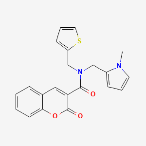 molecular formula C21H18N2O3S B2950104 N-((1-methyl-1H-pyrrol-2-yl)methyl)-2-oxo-N-(thiophen-2-ylmethyl)-2H-chromene-3-carboxamide CAS No. 1251614-87-5