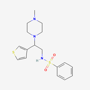 molecular formula C17H23N3O2S2 B2950113 N-(2-(4-methylpiperazin-1-yl)-2-(thiophen-3-yl)ethyl)benzenesulfonamide CAS No. 946356-77-0