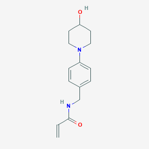 molecular formula C15H20N2O2 B2950123 N-[[4-(4-Hydroxypiperidin-1-yl)phenyl]methyl]prop-2-enamide CAS No. 2361641-40-7